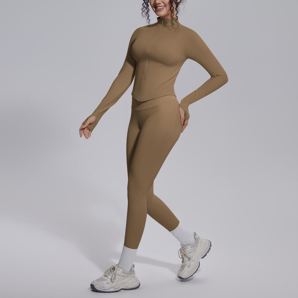 New seamless solid color breathable hip lift tight yoga suit set sports running fitness yoga suit set
