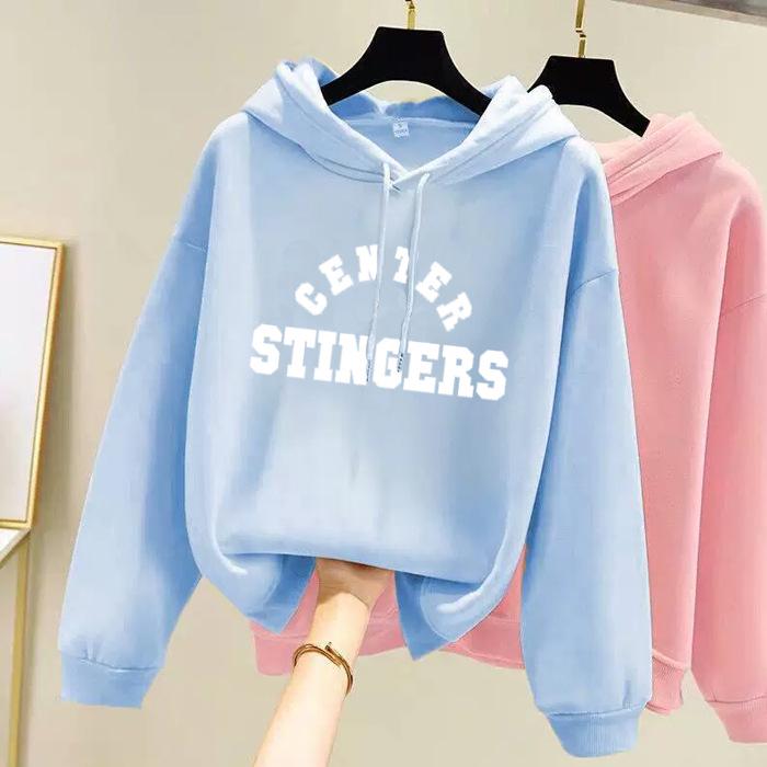 Korean Style Women's Fleece-Lined Hooded Sweatshirt, Plus Size, Loose Fit, Long-Sleeved, for Autumn and Winter.