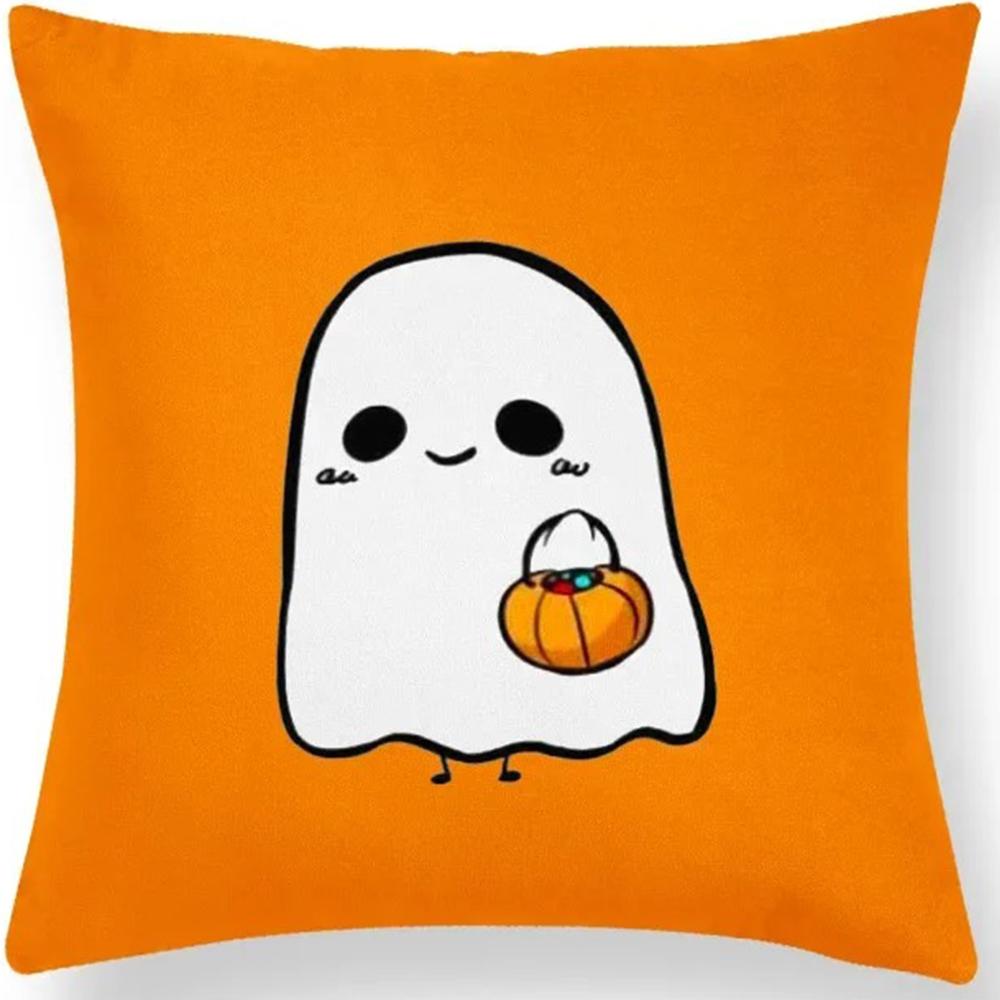 Halloween Dekorativt Kuddfodral Sött Spöke Pumpa Kattmönster Kuddfodral Lämpligt för Hem Vardagsrum Soffa Rum