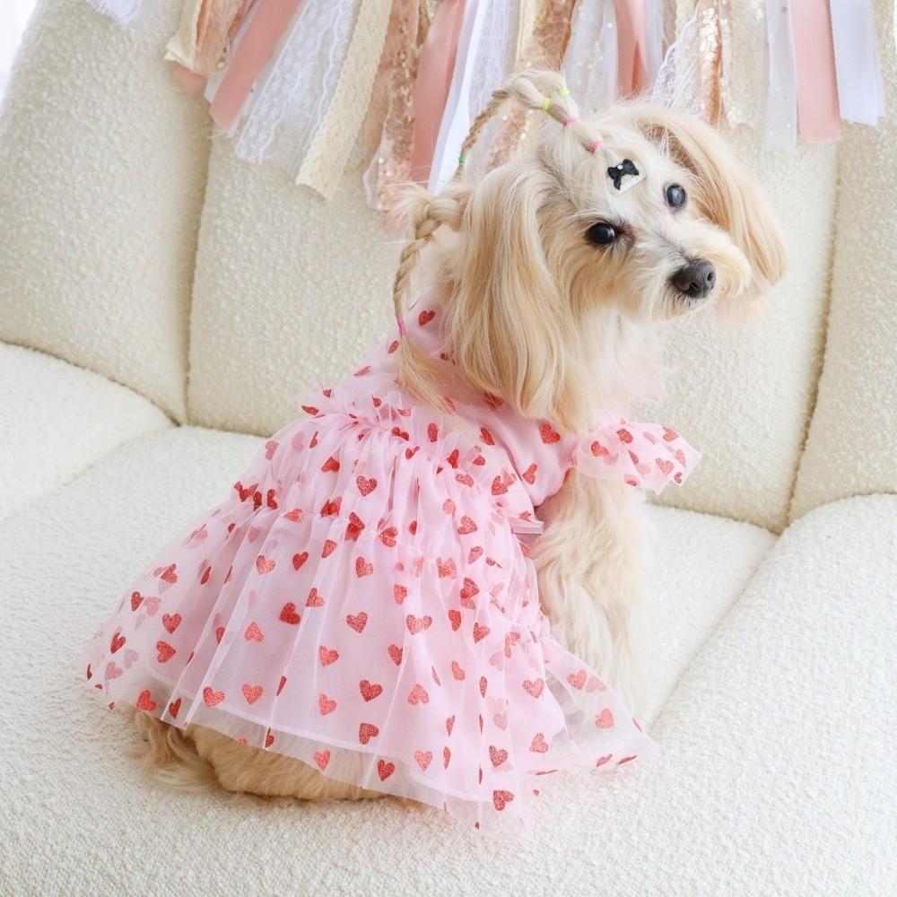 Ruffle Trim Dog Tulle Skirt Thin Breathable Puppy Wedding Dress Dog Summer Vest  Casual Fashion