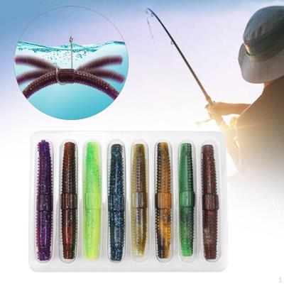8 Pieces Fishing Worms Artificial Lures 2.75'' Bionic Soft Baits for