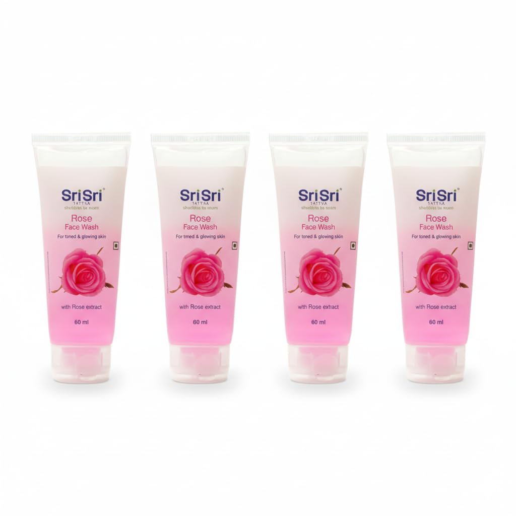 Sri Sri Tattva Rose Face Wash 60 Ml X Pack Of 4 For Glowing, Radiant, Toned Skin All Types