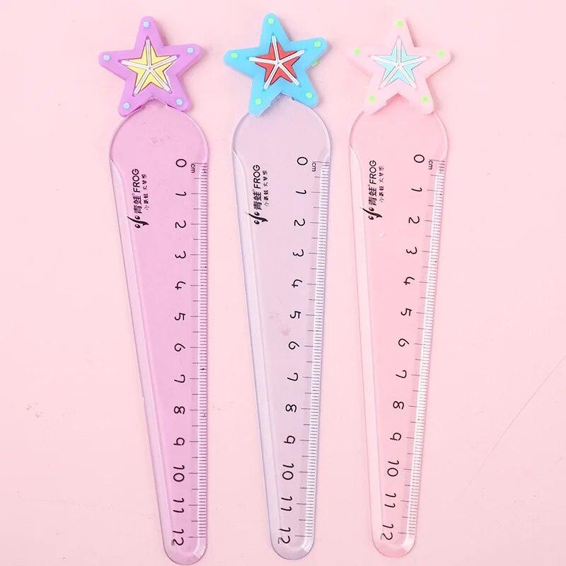 1 Piece Cute Carrot Star Sword Stationery Cartoon Drawing Kitten Straight Plastic Ruler