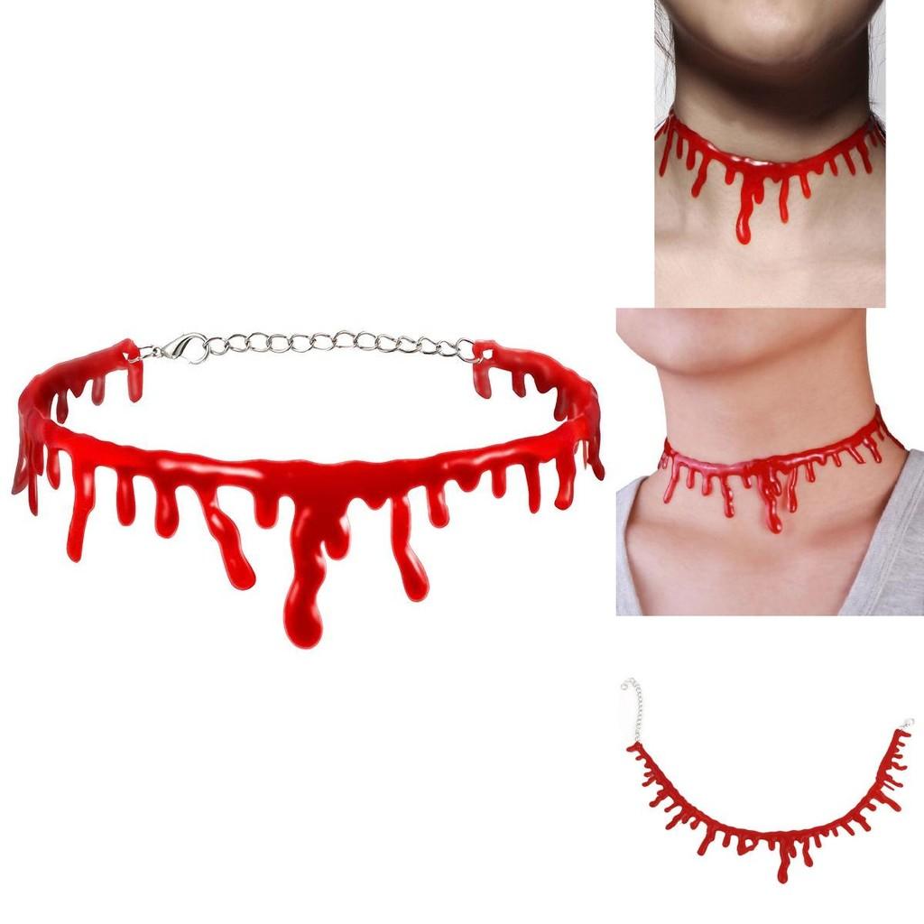 Halloween Vampire Necklace Spooky Gothic Style Plastic Geometric Blood Necklace