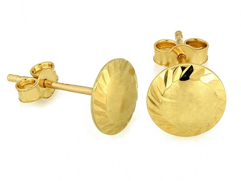 375 gold stud earrings milled pins 0.52g for her 9kt without