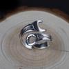 Trendy Men's Retro Wrench Ring: Aged Imitation Thai Silver Tool Finger Ring, Hip Hop Style, Adjustable Open Index Finger Design