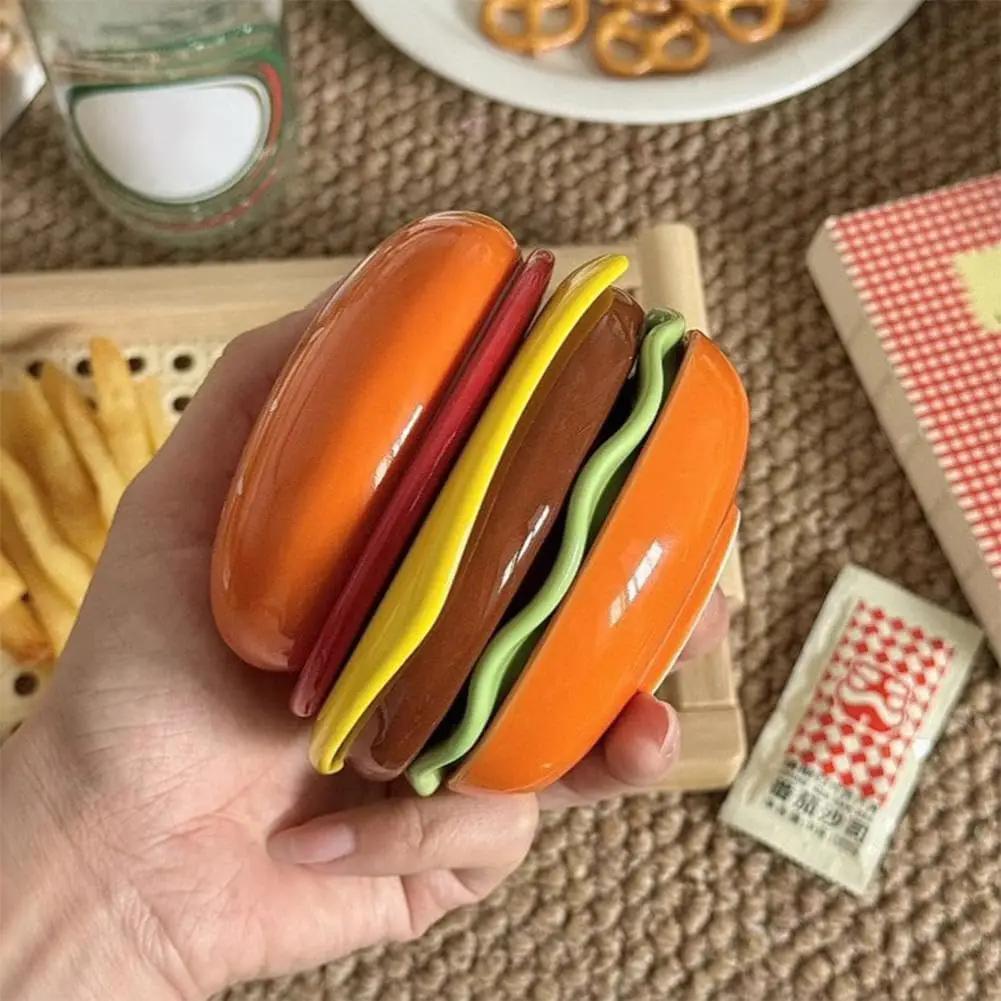Stackable Hamburger Plate Set,Burger 6-Layer Mini Dinner Plate,Funny Ceramic Sauce Containers for Burger Sauce,Sushi Dip none