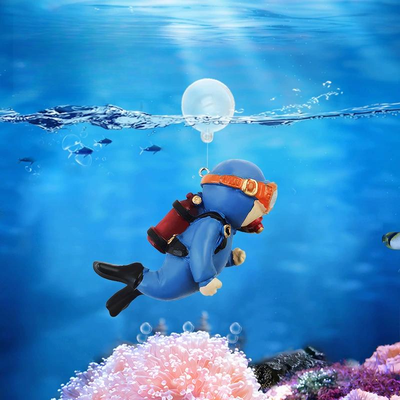 Mini scuba diver figurine diving action figure aquarium decoration art fish tank creative landscaping accessories