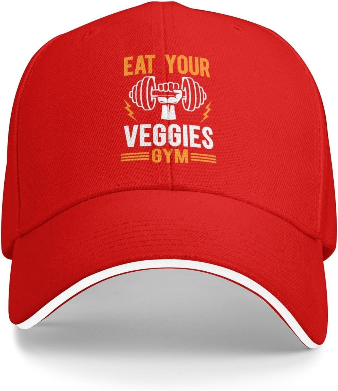 Eat Your Veggies Gym Fitness Baseball Cap Polyester Dad Hat Adjustable Outdoor Sun Hat Adjustable