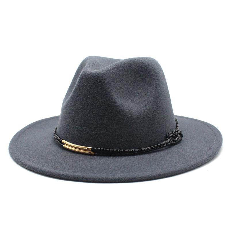 Hat Men'S And Women'S Jazz Hat Quarterly British Retro Belt White Top Hat Woolen Gentleman'S Hat