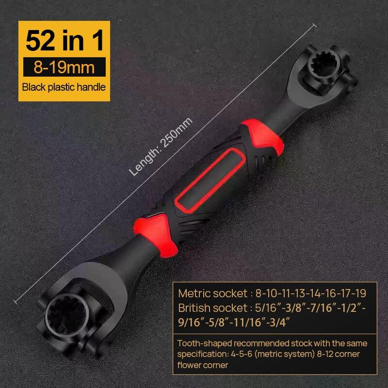 52 in 1 Tools Socket Works Universal Ratchet Spline Bolts Sleeve Rotation Hand Tools 360 Degree Multipurpose Tiger Wrench