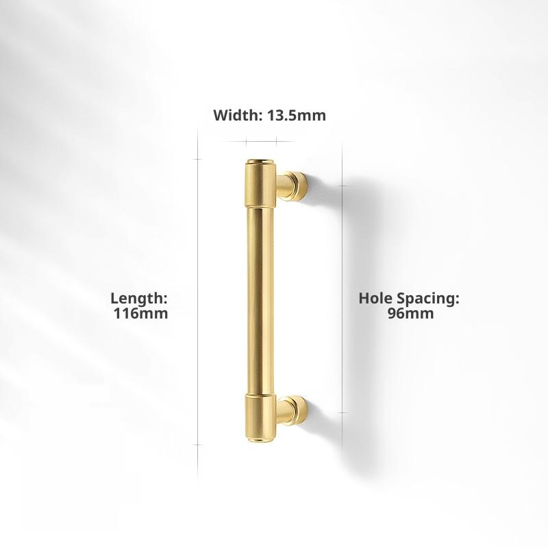 Modern Minimalist Kitchen Cupboard Handles Solid Zinc Alloy Vintage Wardrobe Door Pulls Brushed Brass Finish Furniture Hardware