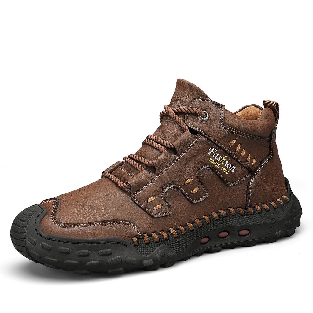 Cotton shoes men's new winter warm soft sole lace up men's workwear boots fashionable and versatile anti slip boots