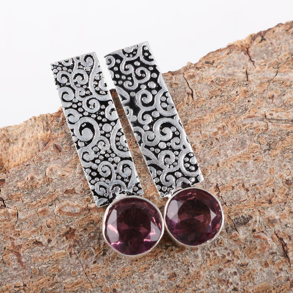 Rhodolitt Edelstenssmykker, Håndlagde Sølvsmykker, 925 Sterling Sølv Øredobber, Nydelige Sølv Øredobber Til Bryllupsgave