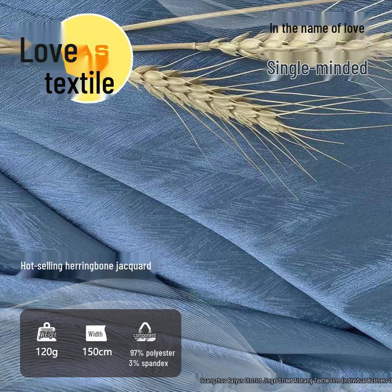 Herringbone Solid Color Twill Jacquard Fabric for Hanfu and Cheongsam Skirts