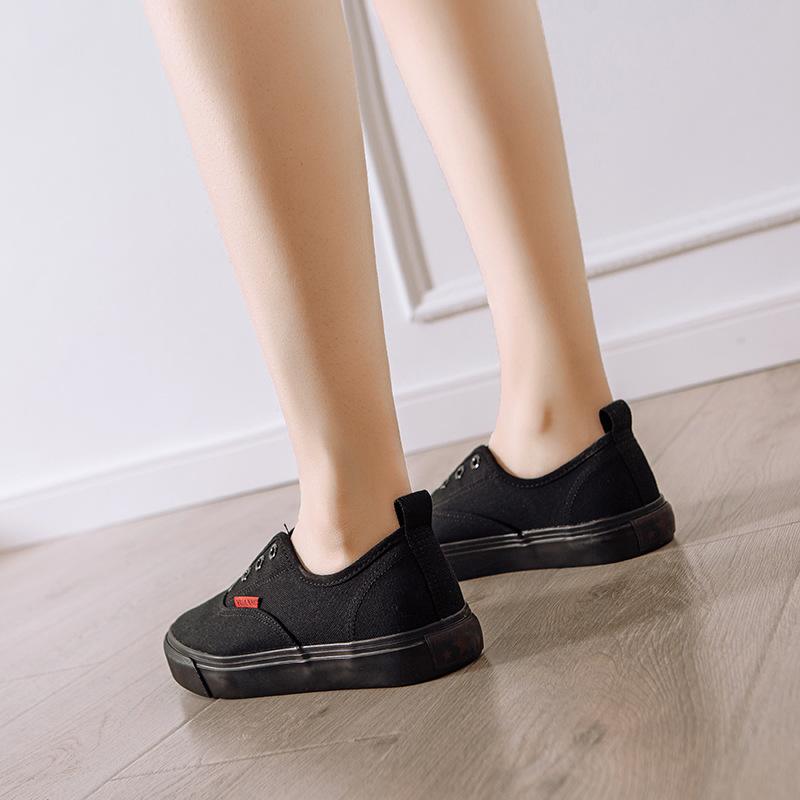 2025 Damen Slip-on Canvas Sneaker Leicht Rutschfest Atmungsaktiv Einfarbig Freizeitschuhe für Teenager Bequeme Laufschuhe