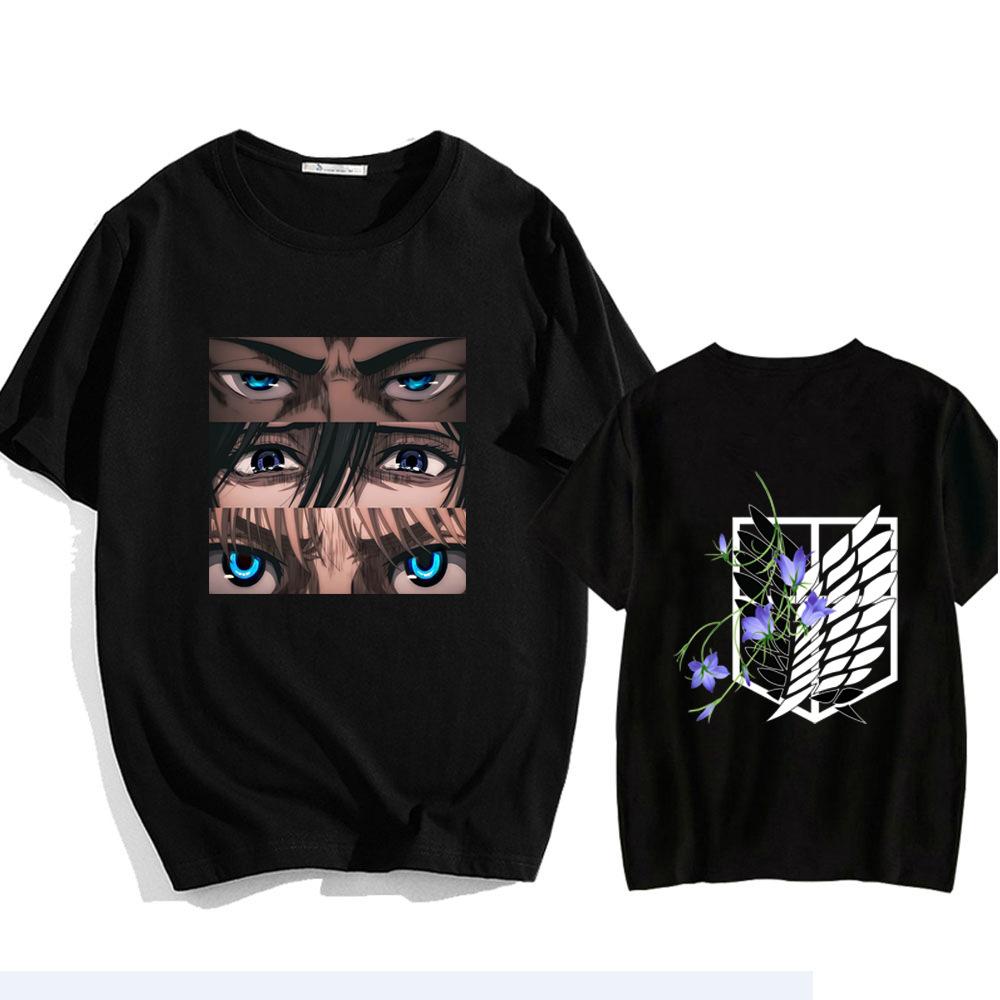 Men's 100% Cotton Crewneck T-shirt Attack On Titan Eren Jaeger Eye Attack Giant Short Sleeve Sleeve Ins Trend