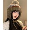 Women's Fair Isle Woolen Ear Protection Beanie - Thick, Warm, Cold-Proof Knitted Hat for Autumn and Winter