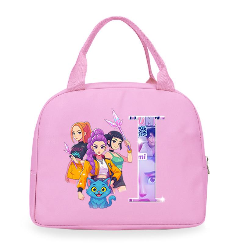 Trend Kpop Anime Cartoon Peripheral 26 Letter Printing Bento Bag Commuter Portable Lunch Box Bag