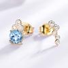 Umcho Natural Sky Blue Topaz Stud Earrings For Women Yellow 925 Sterling Silver Earrings Female Love Gift Fine Jewelry
