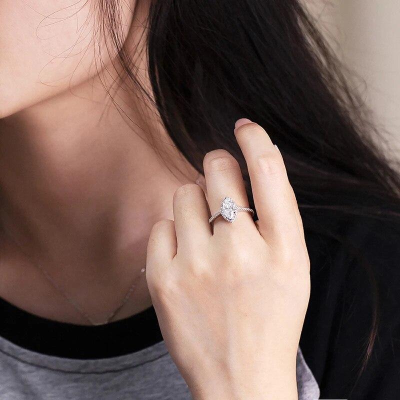 1CT Marquise Cut Certified Moissanite Rings for Women Simulated Diamond Wedding Band S925 Sterling Silver Jewelry GRA