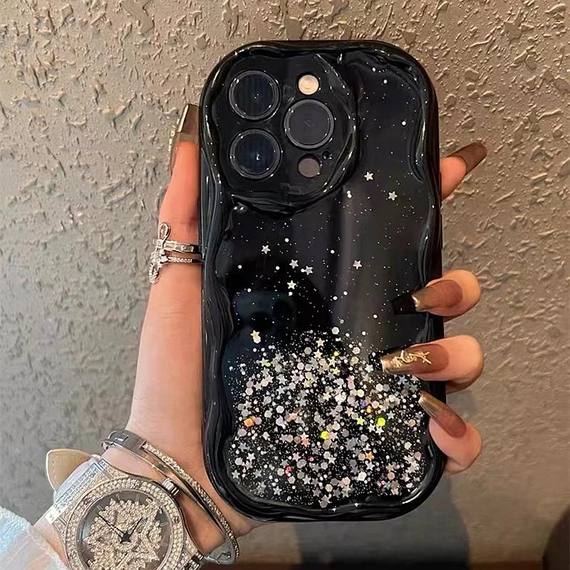 

Glitter Wavy Lines Phone Case For For Iphone 11 12 13 14 15 Pro Max XS Max X XR 7 8 Plus SE Bumper Transparent Cases Cover For iPhone SE2022