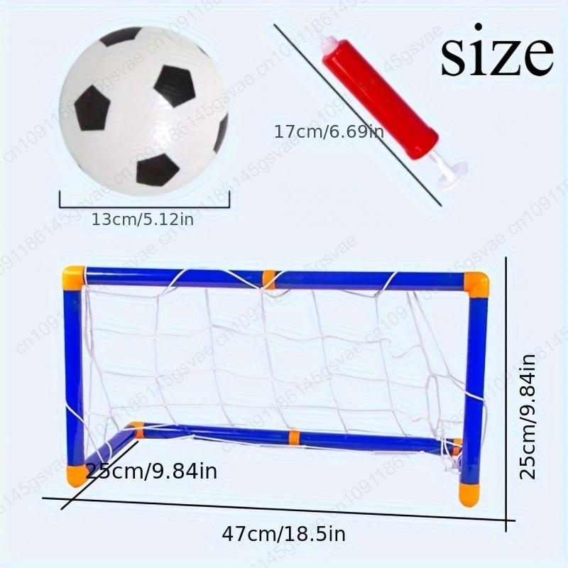 Indoor mini folding football soccer ball goal post net set pump kids sport outdoor home game toy child birthday gift plastic