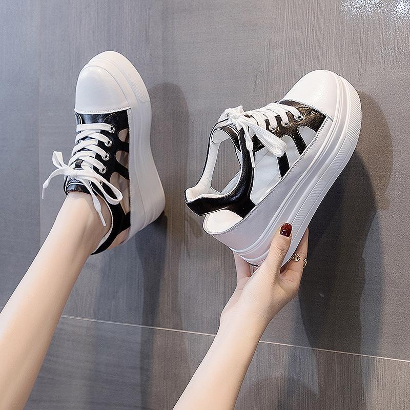 Shoes women's summer 2025 platform sandals women's casual muffin inner height increase women's shoes hollow breathable Korean version fashion