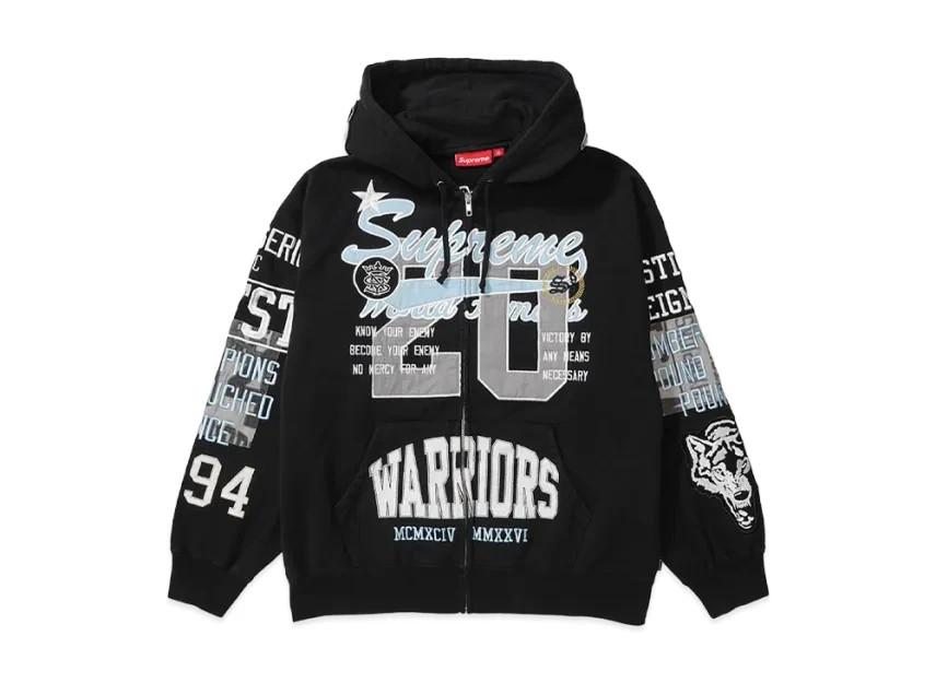 Supreme Warriors AppliquA Zip Up Hooded Sweatshirt "Black"