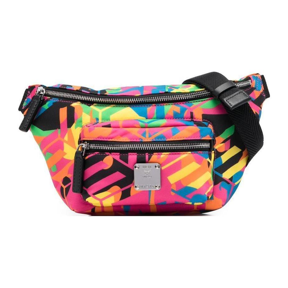 New MCM Cubic Series Nylon Sling Bag, Fanny Pack Mini Men's Multicolor MMZCAFI02MT001