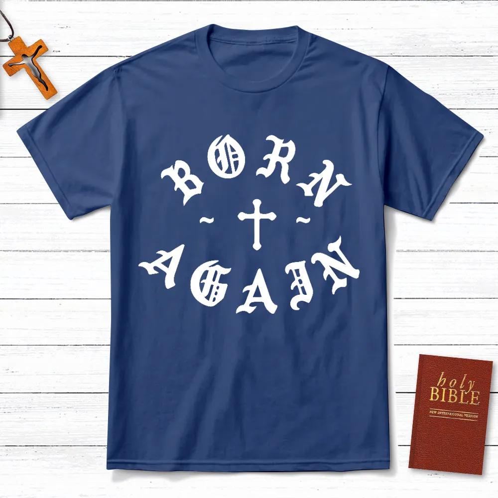 

Born Again Christian TShirt Mens and Womens Short Sleeve Cotton Tees Retro HipHop Tops Summer Blouse Men Clothing Streetwear S