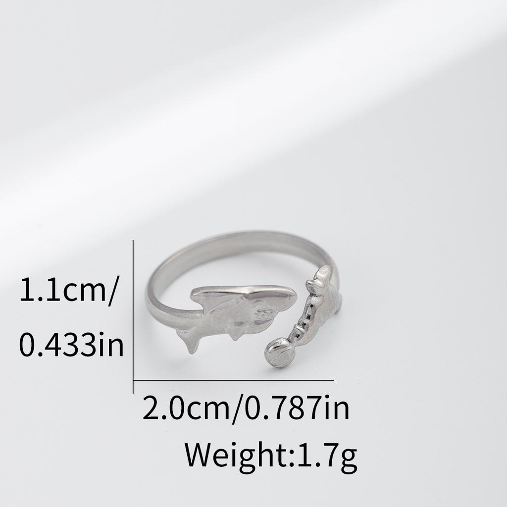Dolphin Ring - Stainless Steel Open Ring - Simple Ring Jewelry