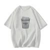 Women's Black Retro Oversized Cotton T-Shirt - Short Sleeve, Straight Shoulder, Summer Trend