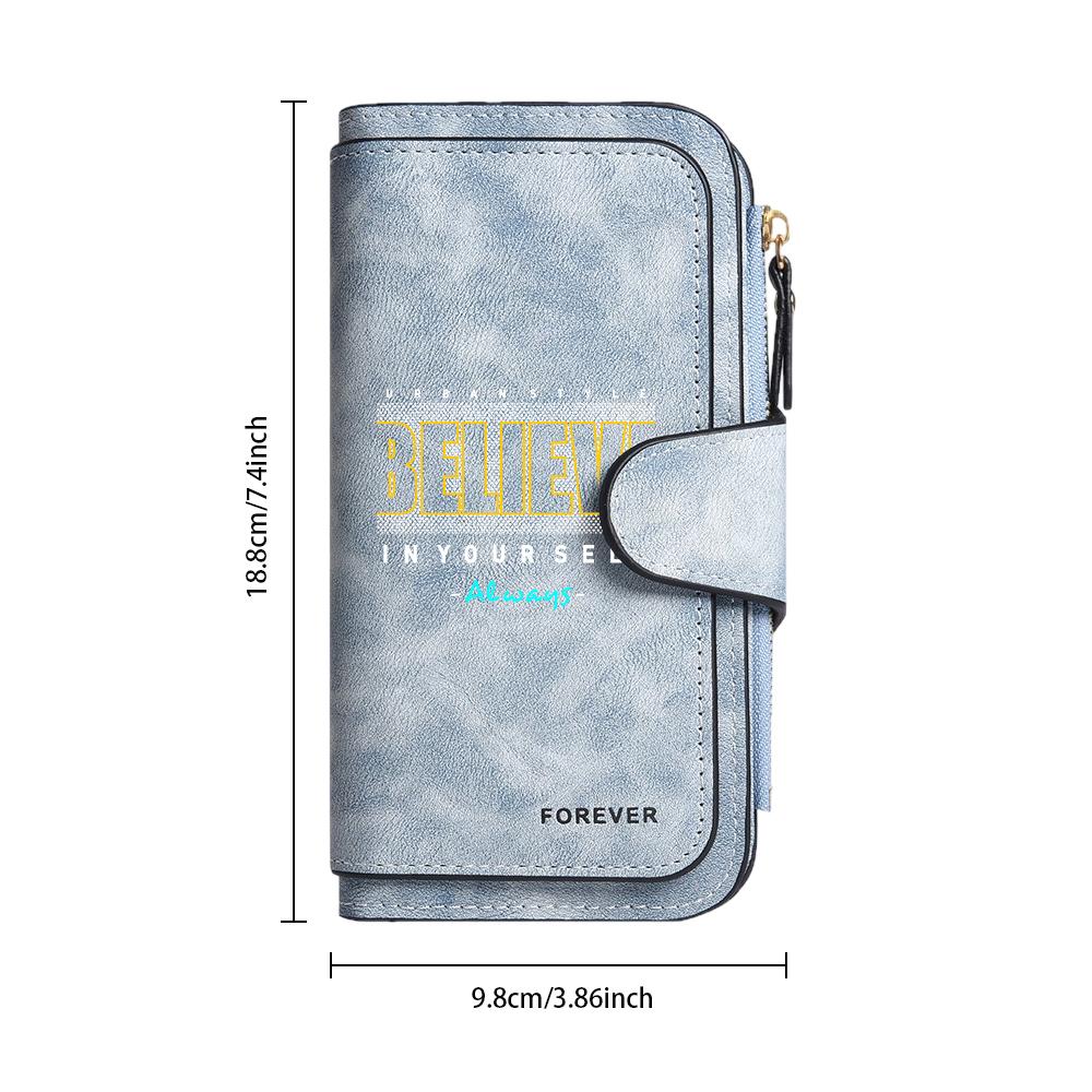 BELIEVE Pattern Long Wallet for Women Multi Card Slot Portable Coin Purse