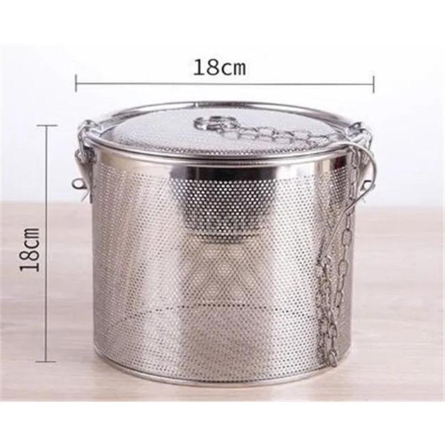 Kulatý otvor 304 nerezová ocelová kořenící taška na omáčku, polévku, chuť koření, košík, solný hrnec, oddělovač strusky, cedník, sítka