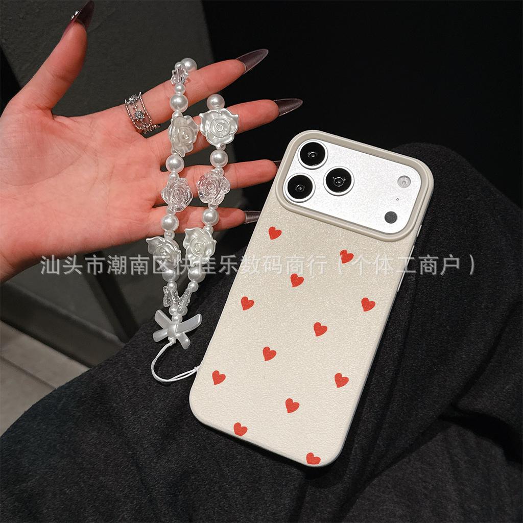 Rose Pearl Mobile Phone Case Pendant iPhone11/12/13/14/15/16/17 ProMax Small Fragrance Chain