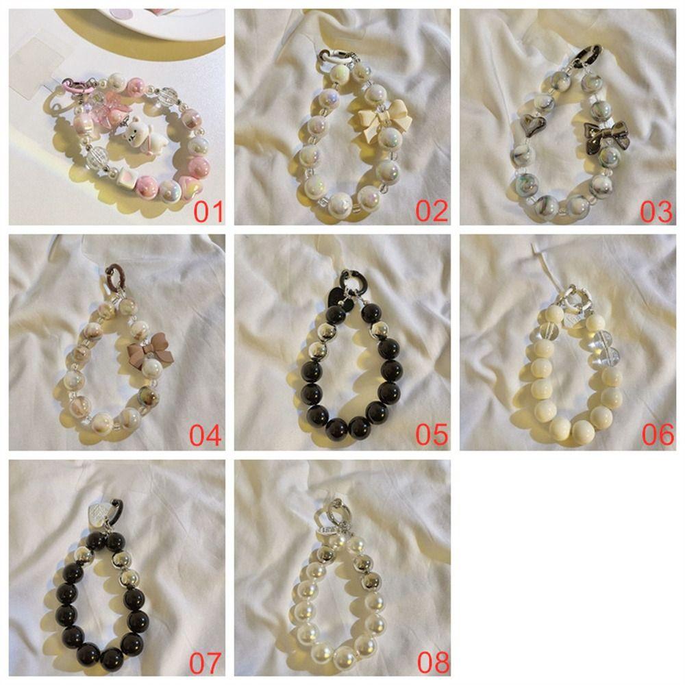 Cartoon Bear Beads Phone Chain Short Style Cellphone Strap Mobile Phone Lanyard  Phone Charm