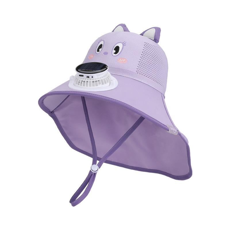 4 5 6 7 Years Old Kids USB Solar Fan Sun Hat with Neck Flap Bucket Fishing Hat Sun Protection Cap for Teens Boys Girls