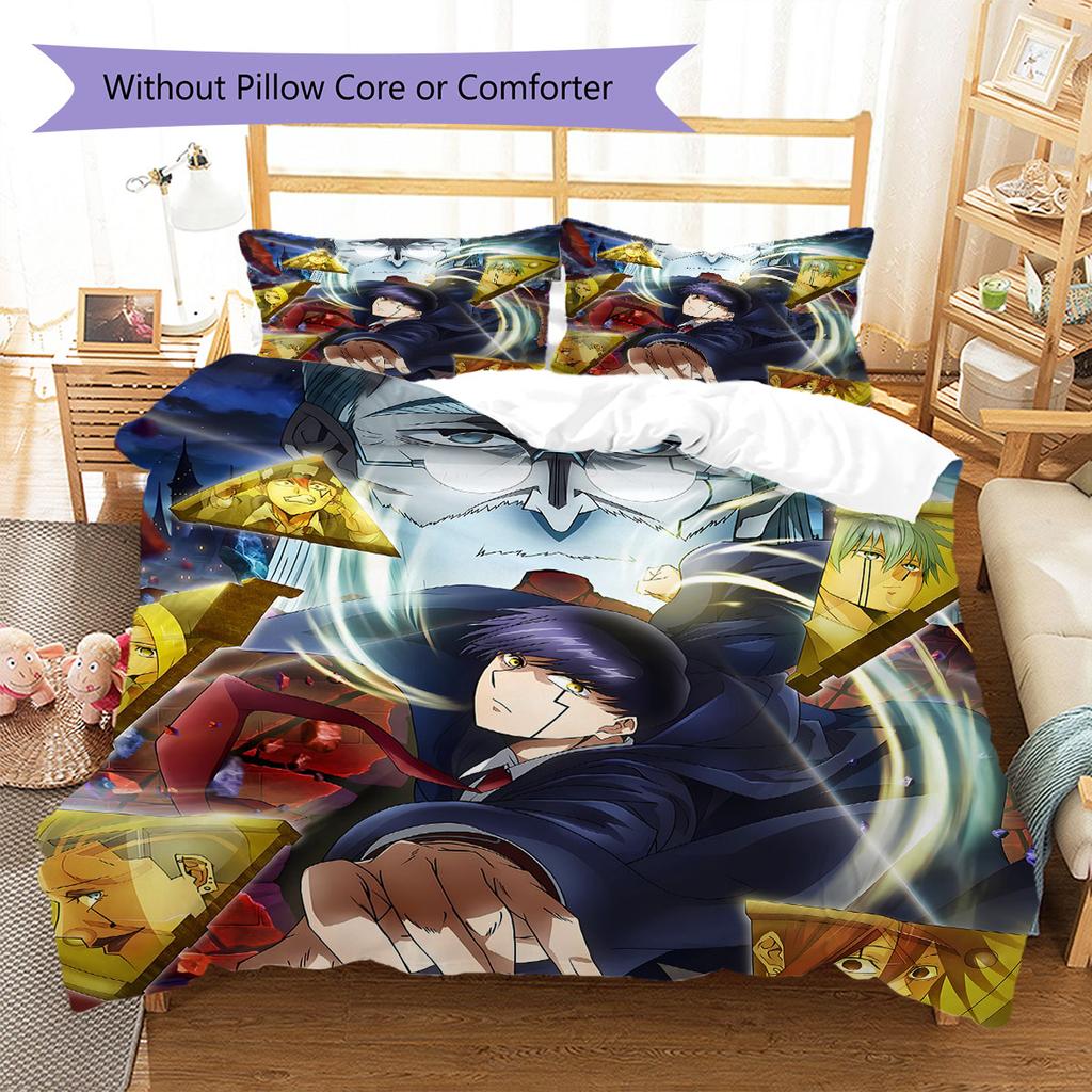 Mashle Pattern Bedding Quilt Set Quilt Cover Pillowcase Home Decoration Birthday Gift (1 * duvet cover + 2 * pillowcase, without core)