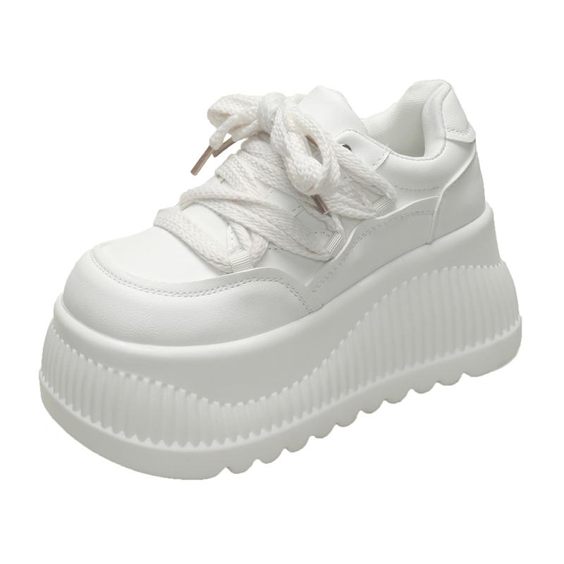 Fashion 8.5CM High Platform Shoes Women New 2025 Chunky Sneakers Designer Thick Sole Leather Sports Shoes Breathable Sneakers Woman