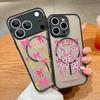 Coque Magnétique Motif Laçage Rose Pour iPhone 17 17e 16e 16 15 Pro 14 13 Pro Max Pour Magsafe Coque Rigide en PC Mate Translucide