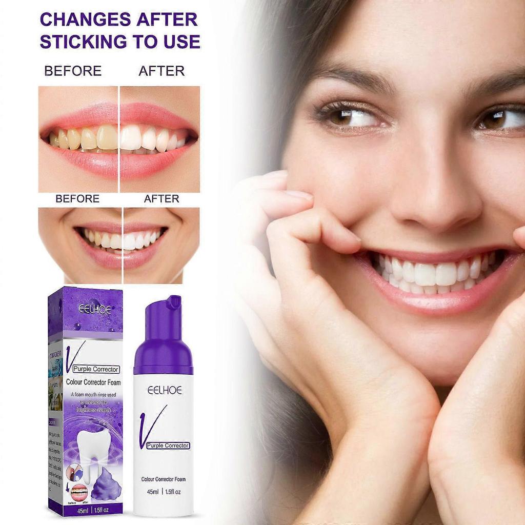 V34 Purple Color Whitening Teeth Mousse Toothpaste Whitening Teeth Smoke Stains