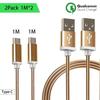 USB Type C Cable - Golden Metal - Set of 2 - 1M - Compatible with Several Smartphones