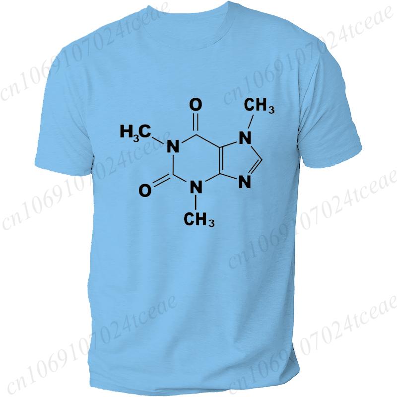 Science T Shirt Mens Funny Caffeine Molecule Gamer Geek Funny Tee Men's Summer Clothing Short Sleeve T-shirt Top Casual Tees