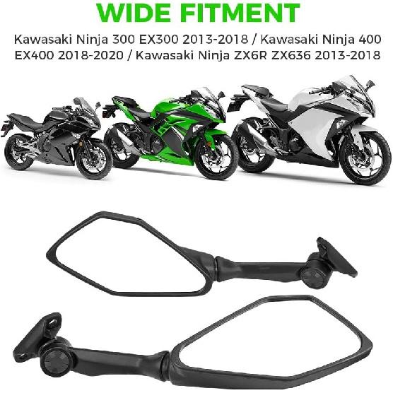 KEMIMOTO Ninja 300 Mirrors Compatible With Ninja 400 250 500 ZX6R EX300 ZX-6R Motorcycle Rear View Mirror