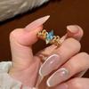 Retro Blue Tear Crown Water Drop Ring - Vintage Chinese-Style Adjustable Women's Index Ring