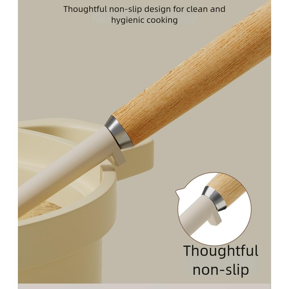 1PC Silicone Spatula Set Non-Adhesive Protection Comfortable Wooden Handle Food Safe High Temperature Resistant Spatula Set