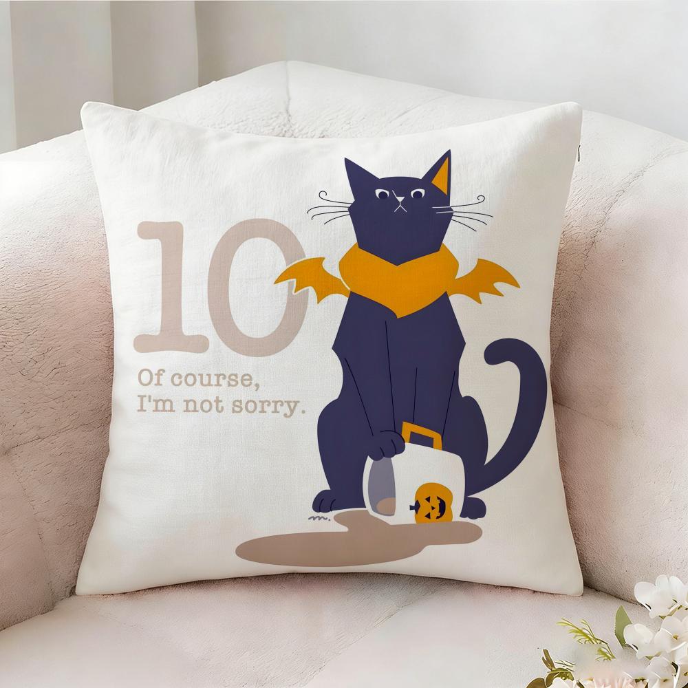 Flat Style Illustration Cat Pillow Case Pillowcase, Double-sided Printed, Sofa Cushion, Bedroom Headboard Pillow