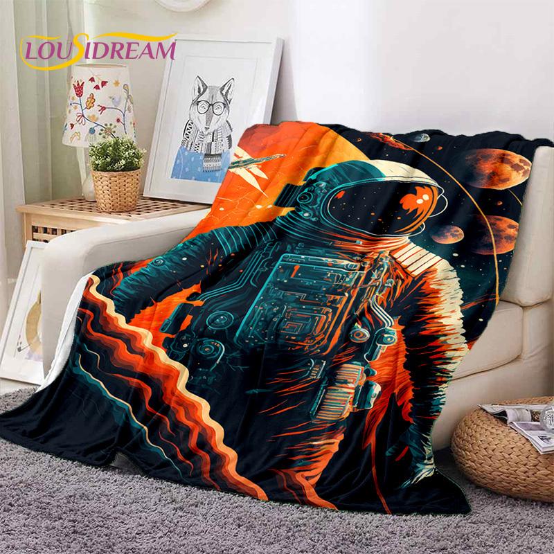 Astronaut Dream Universe Spaceman 3D Outer Space Cartoon Soft Blankets,Throw Blanket for Picnic Beds Home Bedroom Cover Kid Gift