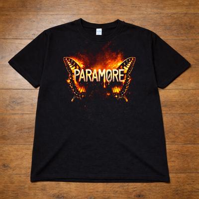 T-shirt Paramore Band Grafica Farfalla Rock per Adulti Bambini